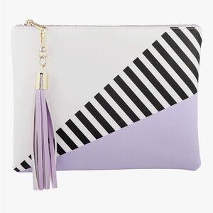 B BRENTANO Vegan Clutch Bag Pouch with Tassel Accent (Pastel Lilac)